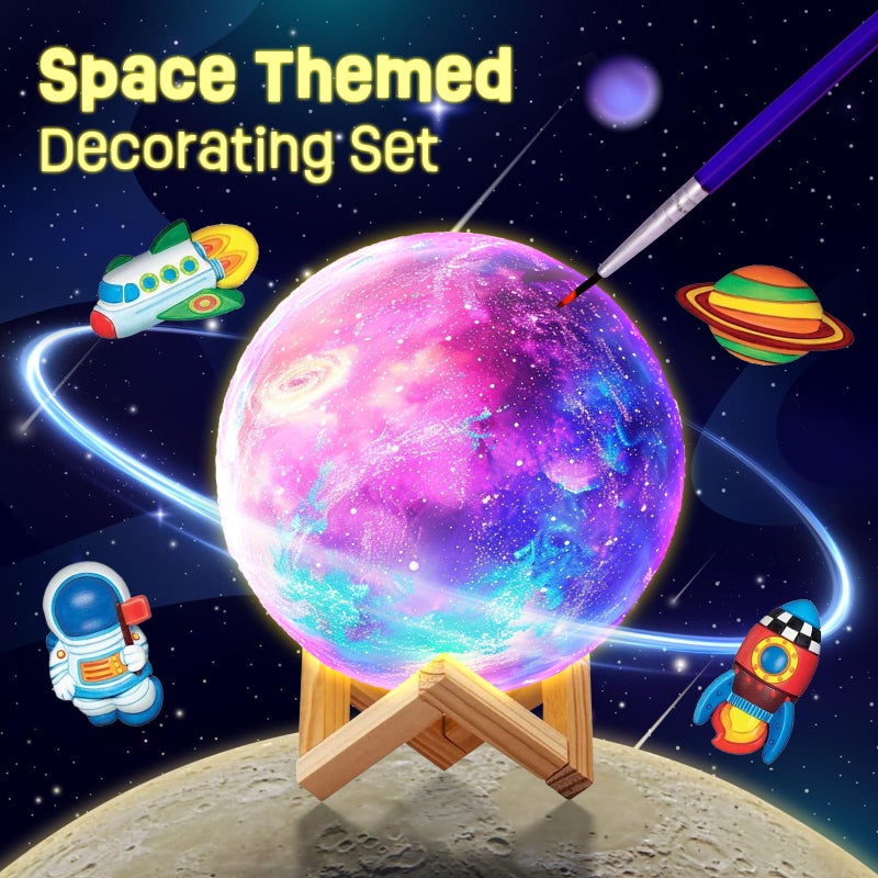 LAOESE Paint Your Own Moon Lamp Kit  Cool Gifts DIY 3D Space Moon Night Light  Art Supplies Arts & Crafts Kit  Arts and Crafts for Kids Ages 8-12  Toys Girls Boy Birthday Gift Ages 3 4 5 6 7 8 9 10 11 12+ - Image 5